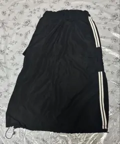 サイドライン カーゴ ロングスカート ブラック