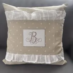 フランスアンティークリネン*イニシャル刺繍ピローケース*リバーシブル