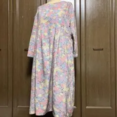 蝶柄鮫小紋　タックワンピース　着物リメイク　正絹　2XL