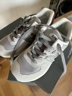 New Balance 574KBR グレー/バーガンディ 5 US