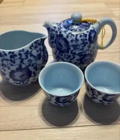 建窯 台湾第一品牌 茶器セット 青白花柄 陶器