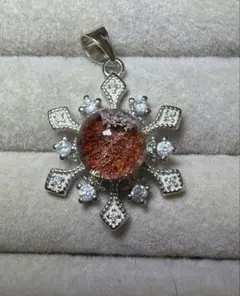 天然高透明四季赤ガーデンクォーツペンダントトップ金具s925刻印あり