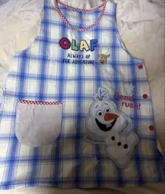 オラフ エプロン 青と白のチェック