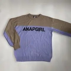 ANAP GIRL ニット セーター 長袖 バイカラー ロゴ Mサイズ
