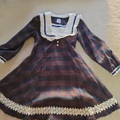 axes チェック柄 セーラー襟 ワンピース