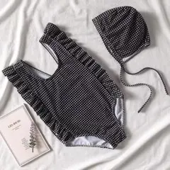 【ラスト1点】チェック柄水着　90サイズ(タグS) 女の子 ワンピース フリル