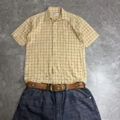 OLD 短丈チェックシャツ　cityboy チェックシャツ　短丈　イエロー