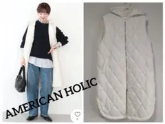 【美品】AMERICAN HOLIC キルティングフードベスト(アイボリー)