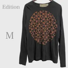 エディション　USA製　幾何学柄ロンT 長袖Tシャツ　ブラック　Mのサムネイル