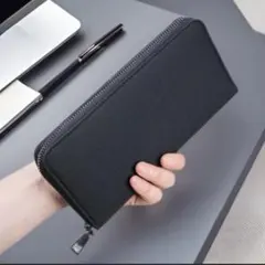 長財布 黒 ブラック メンズ シンプル ラウンドファスナー シンプル 財布