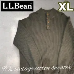 90s 00s L.L.Bean ヘンリーネック ローゲージコットンニット XL