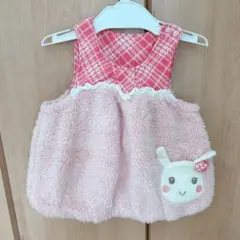 【キムラタン】ウサギ刺繍付きもこもこワンピース