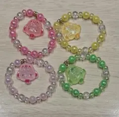 カラフルビーズ動物型ブレスレット4個セット