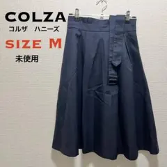 未使用 コルザ 膝丈 フレアスカート 紺色 無地 オフィス M ハニーズ 伸縮のサムネイル