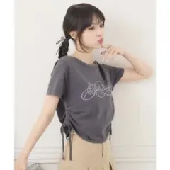Emsexcite サイドドロストTシャツ　チャコール　ショート丈のサムネイル