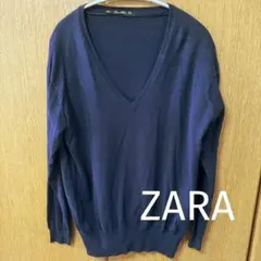 Zara ネイビー Vネック春ニット
