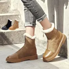 ◇ムートンブーツ ショートブーツ 裏起毛 ボアブーツ ファスナー 秋冬 暖かい