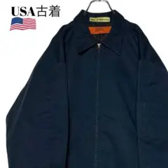 00s USA古着ワークジャケット 紺色 XL 肉厚ジップアップブルゾン