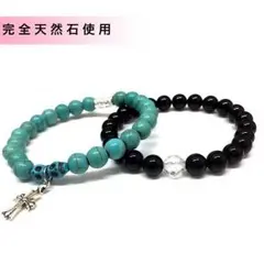 1 天然石！ターコイズオニキスお得2本セットブレス ＪＳＢ着用タイプ