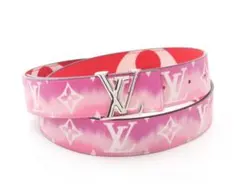 Louis Vuitton ピンク、レッドリバーシブルタイプ ロゴベルト