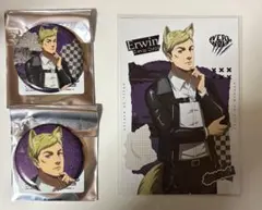 進撃の巨人　エルヴィン　狼男　缶バッジ　ポストカード