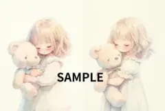 2401淡いワンピースとくま２種ステッカー