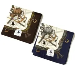 ２枚まとめ売り　POLO CLUB　メンズハンカチ　ネイビー　ブラウン　日本製