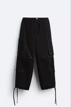 ZARAブラック コーデュロイ カーゴパンツＬサイズ未使用品