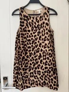 H&M ヒョウ柄 ノースリーブミニワンピース XS