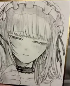 オリジナル手描きイラスト 色紙 原画 女の子 - メルカリ