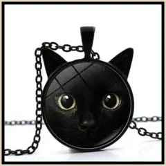 【新品】黒猫　ペンダント　ネックレス　レトロ　オールブラック　猫　ヴィンテージ