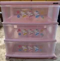 Hello Kitty 3段収納ケース ピンク - メルカリ