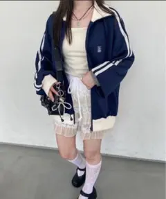 【nemne store】ワンポイント刺繍トラックジャケット