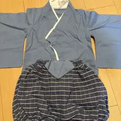 80 90 袴　端午の節句　ベビー　赤ちゃん　着物風ベビー服 青