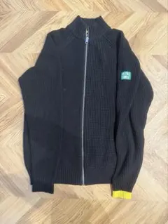 DIESEL 黒 ジップアップ ニットセーター M