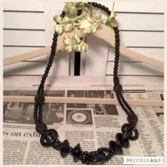 メ(^ ^)【木製】ネックレス ブラック