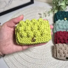 ＼ ハンドメイド ミニ小銭入れ 小物入れ 手の平サイズ ライトグリーン／