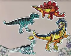 在庫１点★4枚セット★恐竜　刺繍　アイロンワッペン　アップリケ