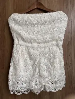 スパイラルガール　ホワイトレース　ベアトップ　オールインワン