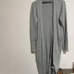 SPINNS グレー リブ編みカーディガンのサムネイル