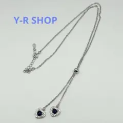 ダブルハートの調節可能ゆらゆらネックレス★レディースペンダントシルバー新品宝石