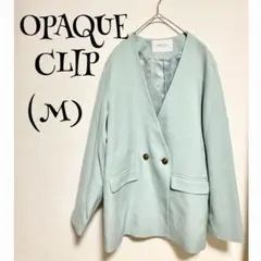 オペークドットクリップ/エメラルドグリーン/ノーカラージャケット/ダブル