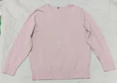 しまむら　ピンク リブ編み 長袖ニットセーター