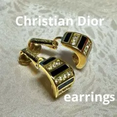 Christian Dior イヤリング ゴールド ブラック 中古 保管品