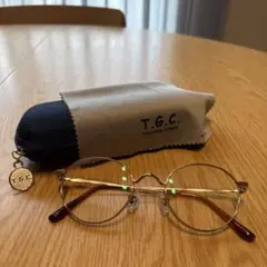 未使用に近い⭐︎ブルーライトカット付　T.G.C. ゴールドオーバルメガネ