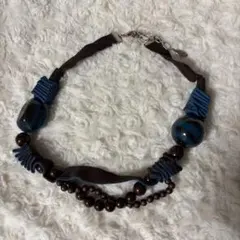 コシノヒロコ　ユニークデザイン ネックレス 青茶
