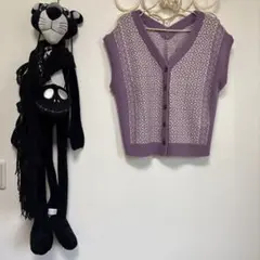 SM2♡幾何学模様 パープル ニットベスト