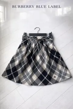 美品 バーバリーブルーレーベル チェックスカート 38 ウール