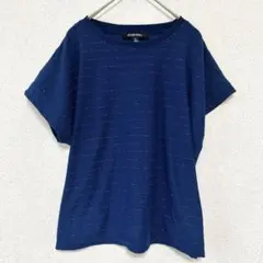 ★美品❣️ネイビー 半袖Tシャツ 【L】レディース キレイめ ラメ ボーダー