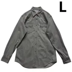 BLUE BLUE デニム ウエスタンシャツ L グレー 黒 スナップボタン